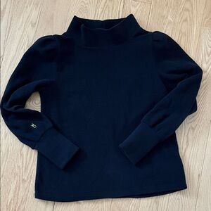Dudley Stephens puff sleeve navy Turtleneck fleece
